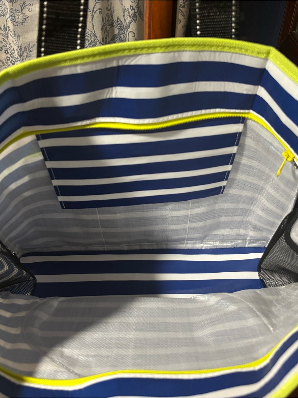 Scout pickle ball Striped Tote in Blue, White and Lime - Picture 5 of 5